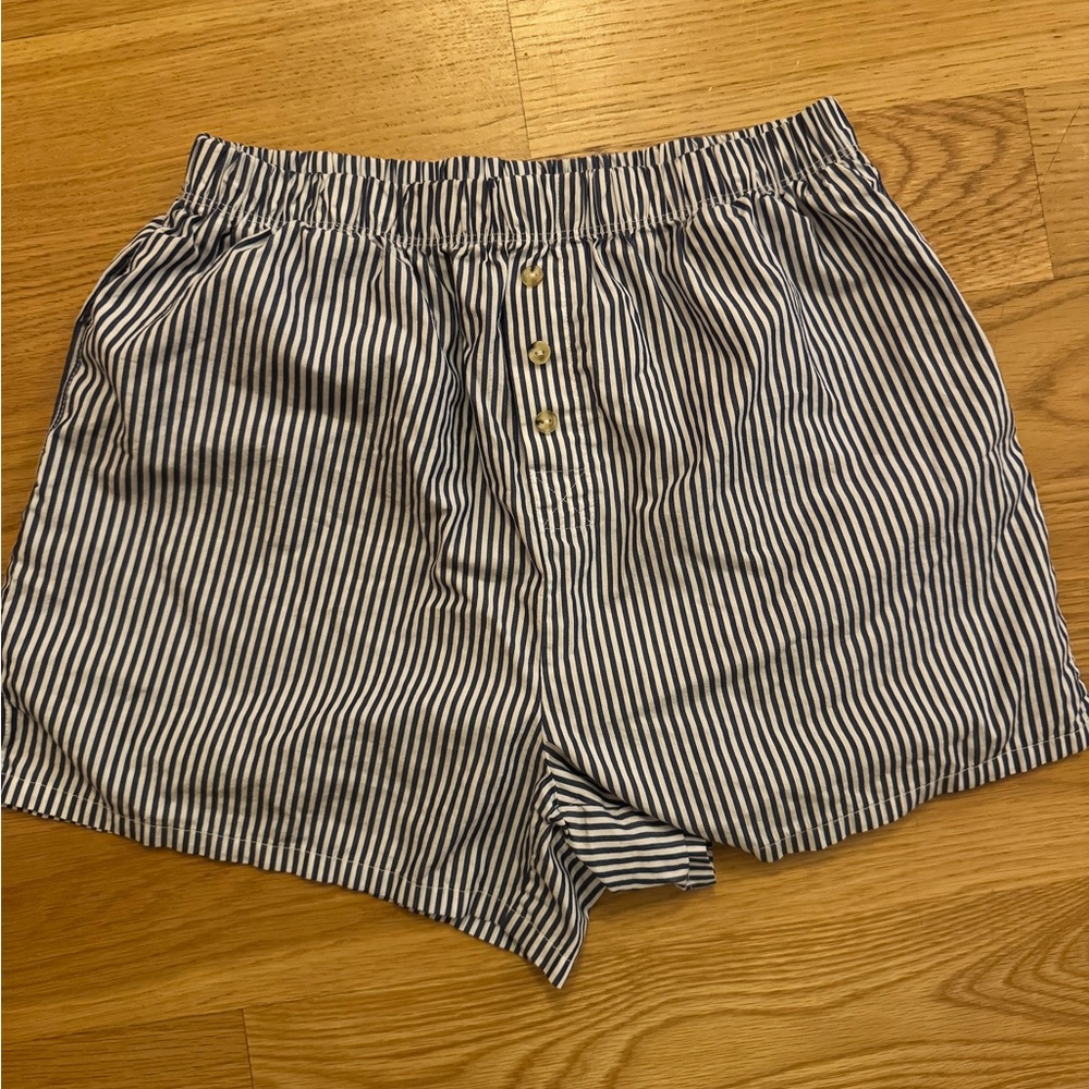Donni Blue and White Striped Shorts